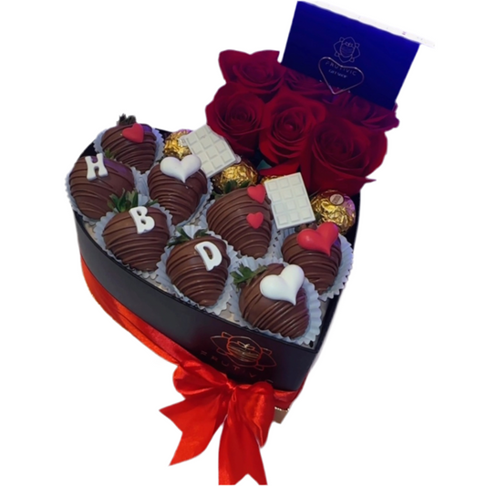 (F- 088) Birthday Bloom & Chocolate Strawberry Box