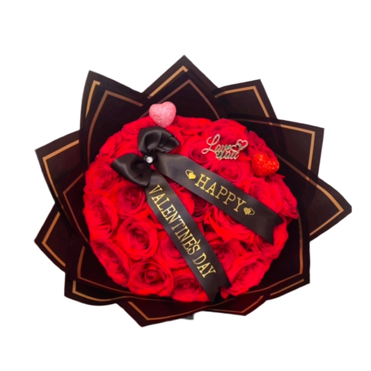 (F-068)  Red Rose Bouquet "Personalized"