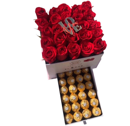🌹 Roses & Teddy Gift Box with Ferrero — F‑059
