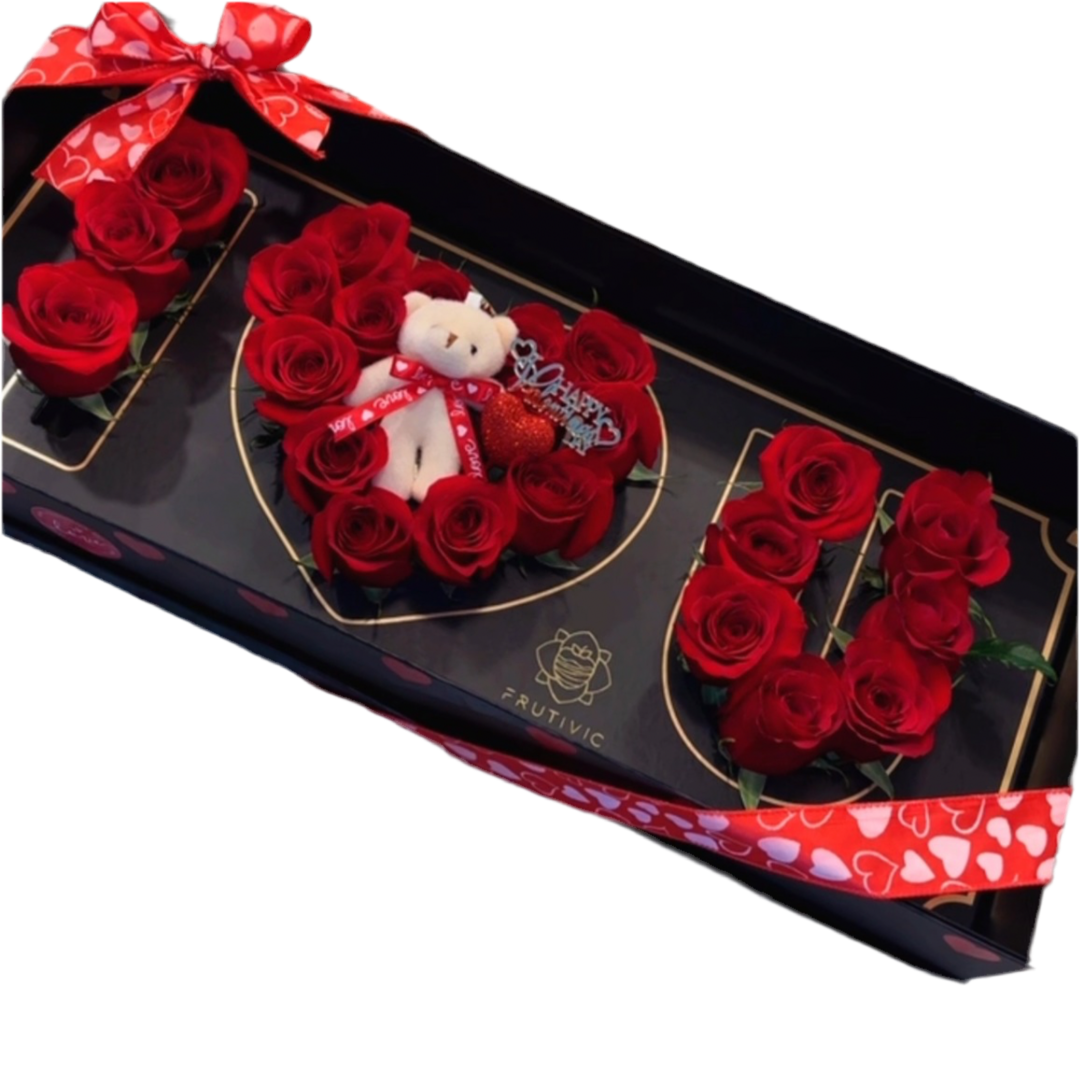 (F-066) "I ❤️ U" Rose Box