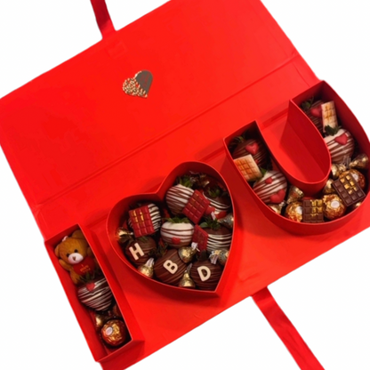 🍓 I ❤️ U Personalized Chocolate‑Covered Strawberry Box — F‑002