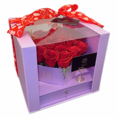 🌹 Heart Box with Roses & Ferrero — Lilac Edition — F‑028