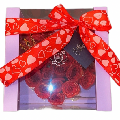 🌹 Heart Box with Roses & Ferrero — Lilac Edition — F‑028