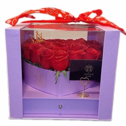 🌹 Heart Box with Roses & Ferrero — Lilac Edition — F‑028