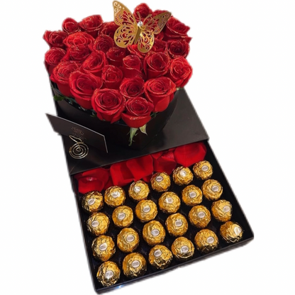 🌹 Roses & Ferrero Deluxe Set — F‑036