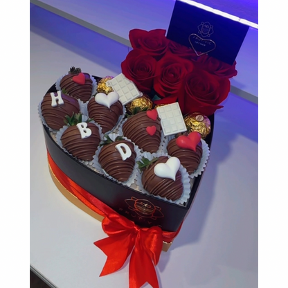 🍓 Birthday “HBD” Strawberry & Rose Heart Box — F‑088