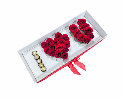 🌹 “I ❤️ U” Rose & Ferrero Box — F‑100