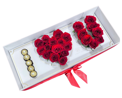 🌹 “I ❤️ U” Rose & Ferrero Box — F‑100