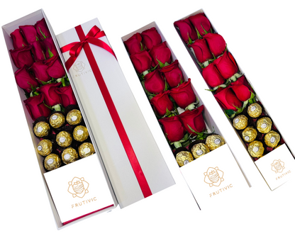 🌹 Rectangular Roses & Ferrero Box — F‑057