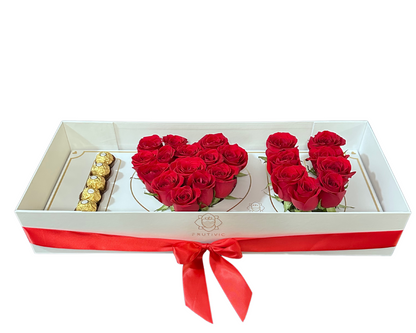 🌹 “I ❤️ U” Rose & Ferrero Box — F‑100